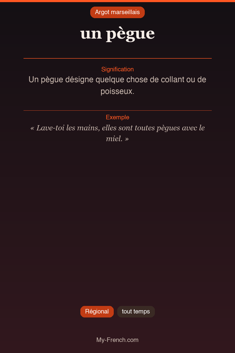 Argot français : « un pègue »