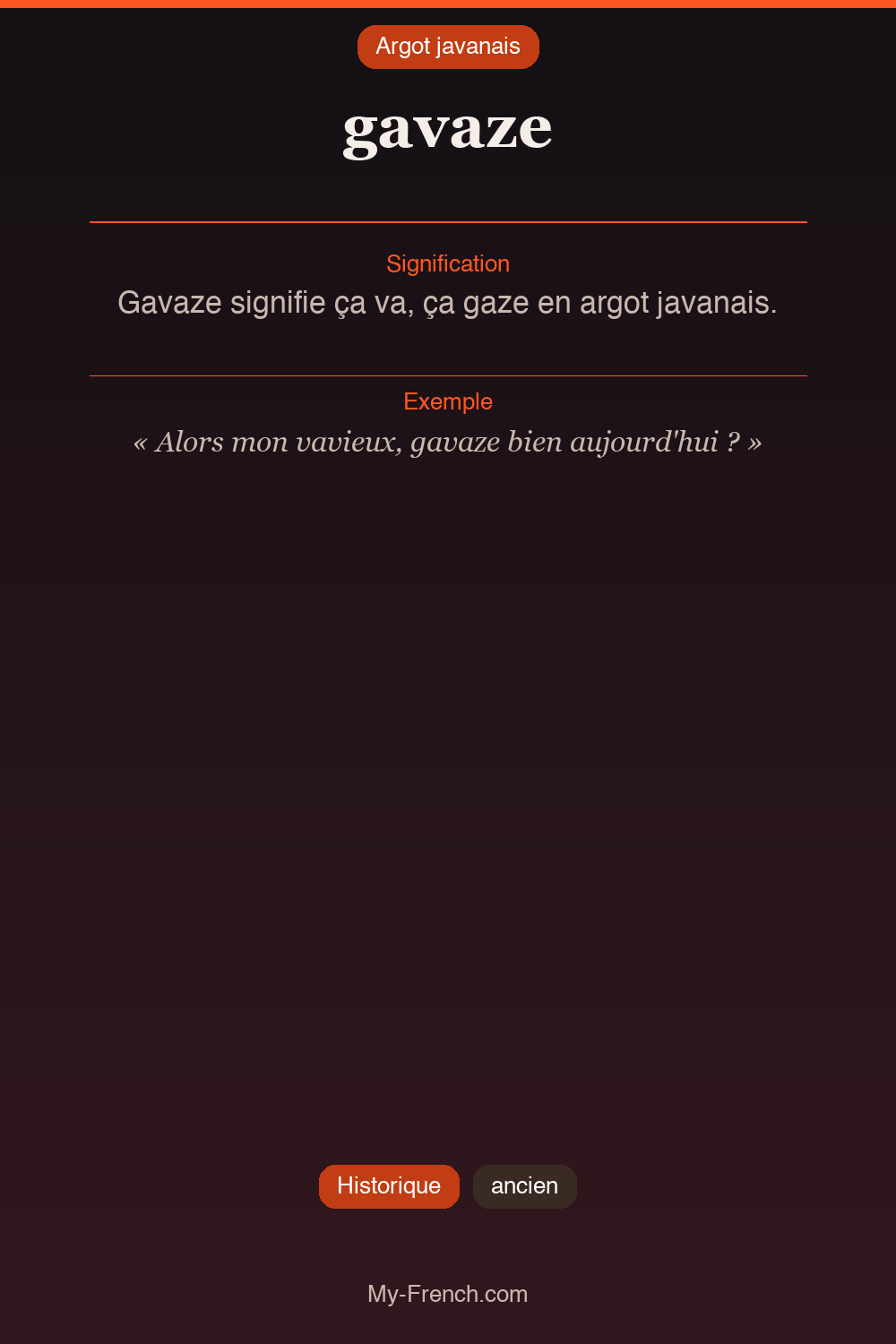 Argot français : « gavaze »