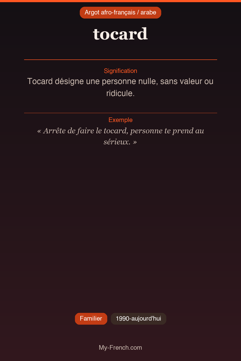 Argot français : « tocard »