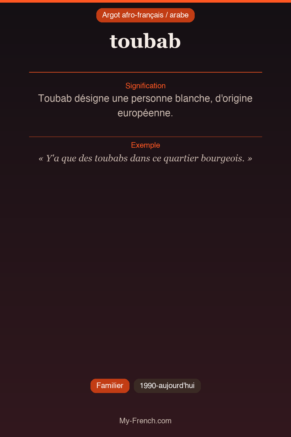 Argot français : « toubab »