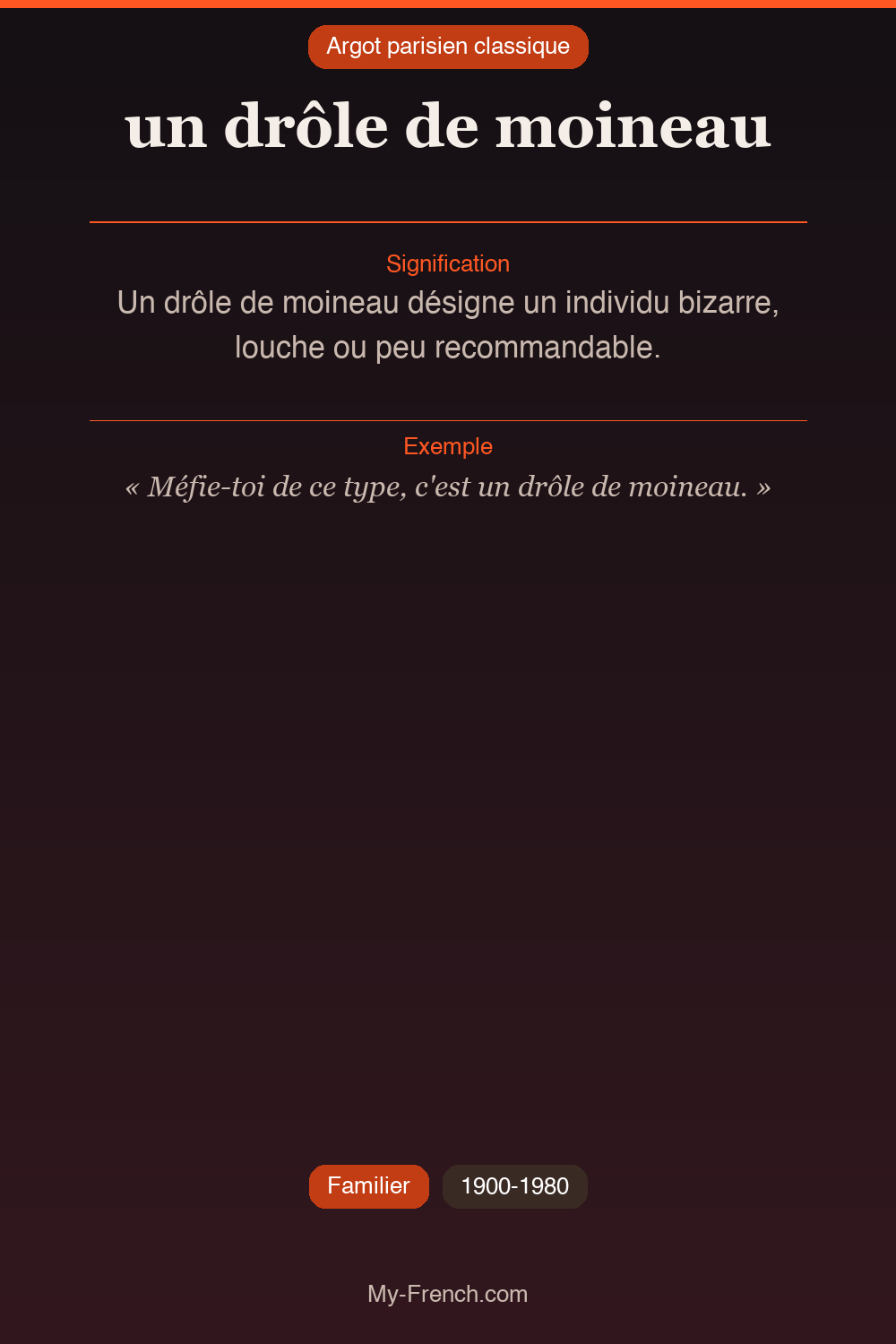 Argot français : « un drôle de moineau »