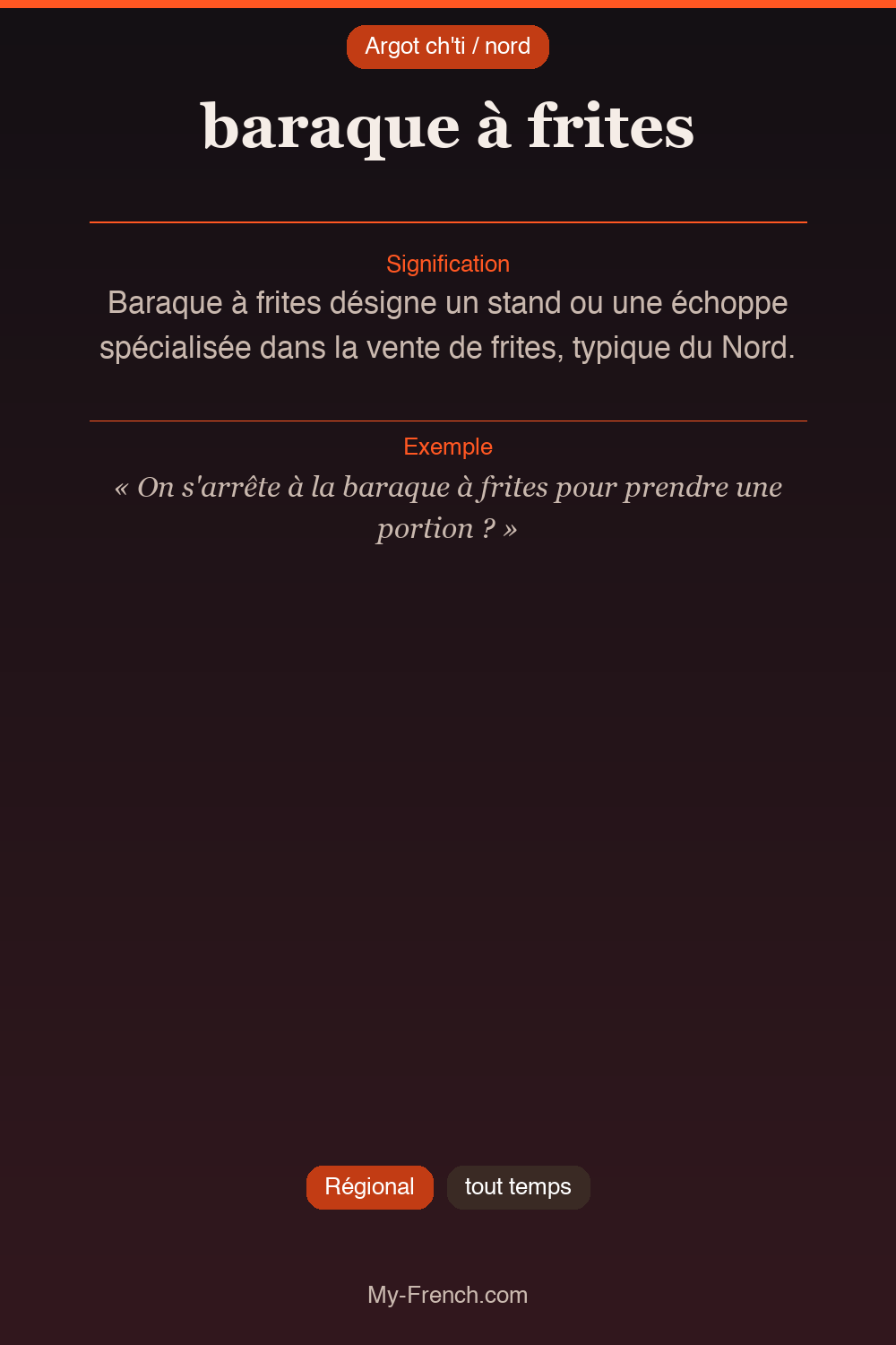 Argot français : « baraque à frites »