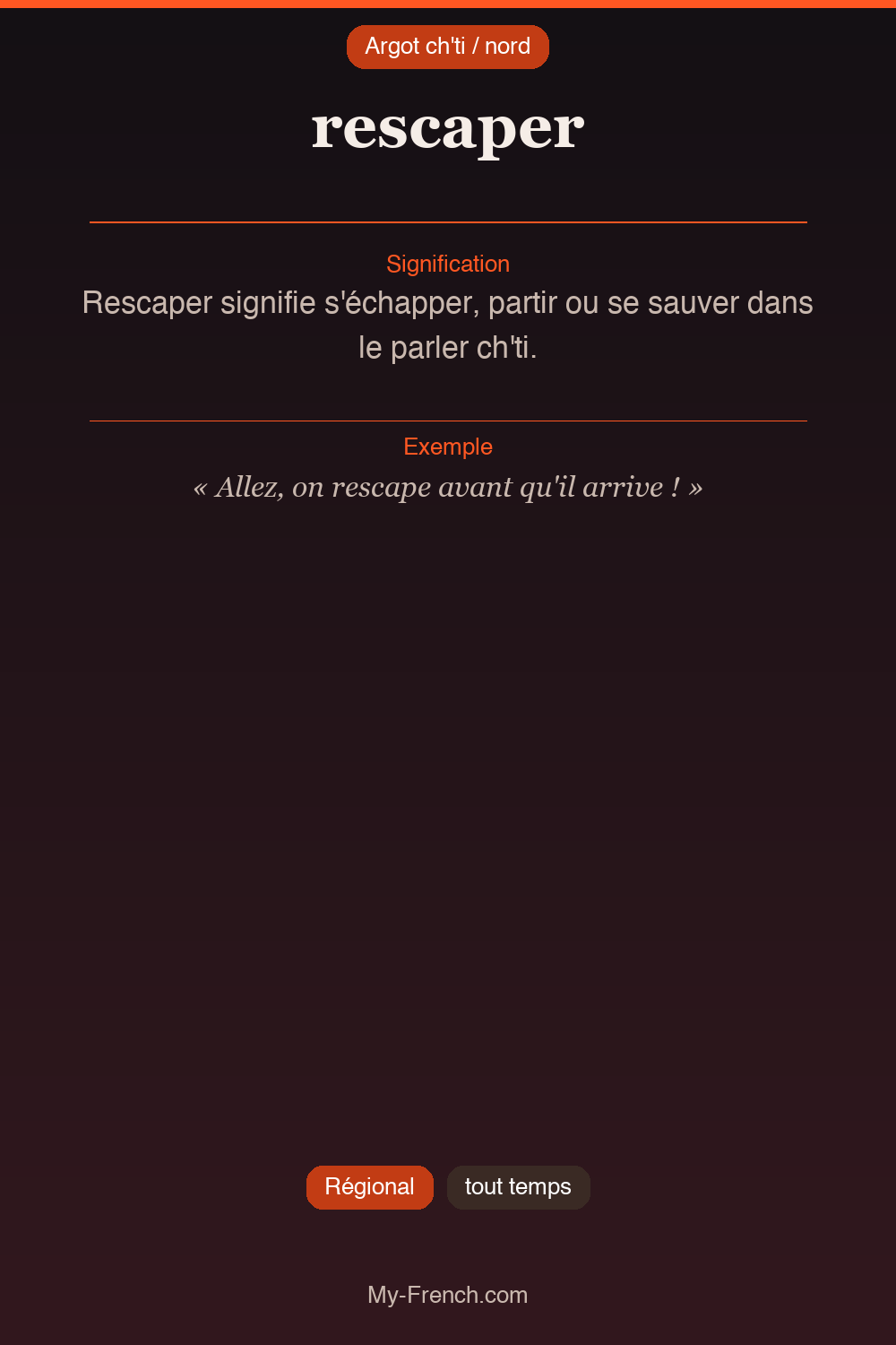 Argot français : « rescaper »