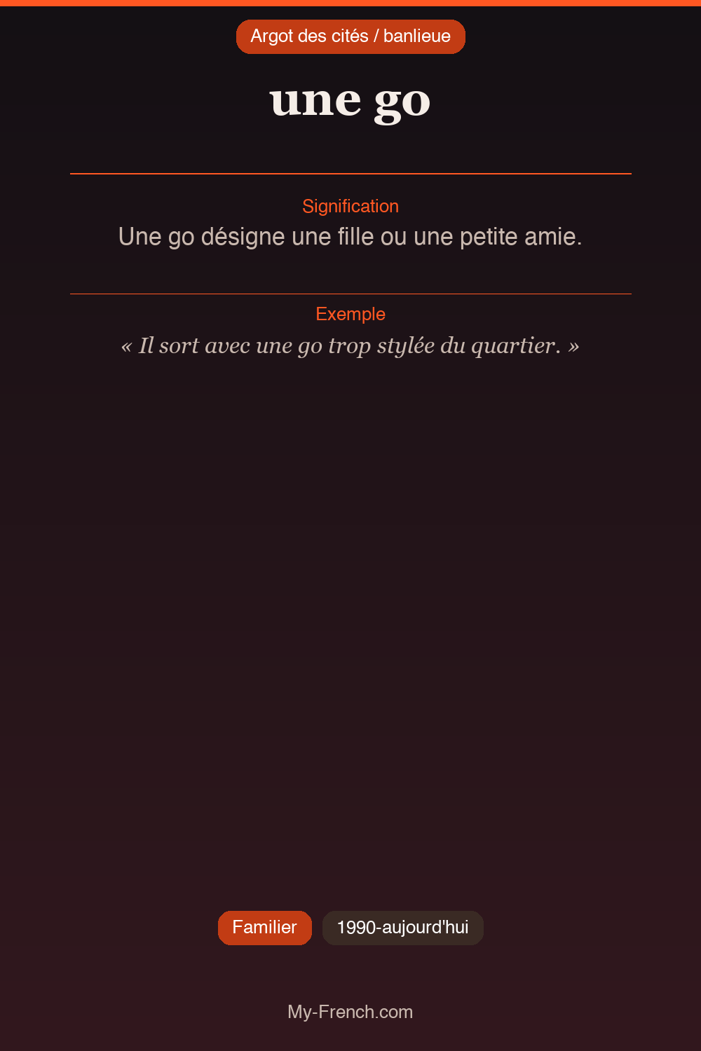 Argot français : « une go »