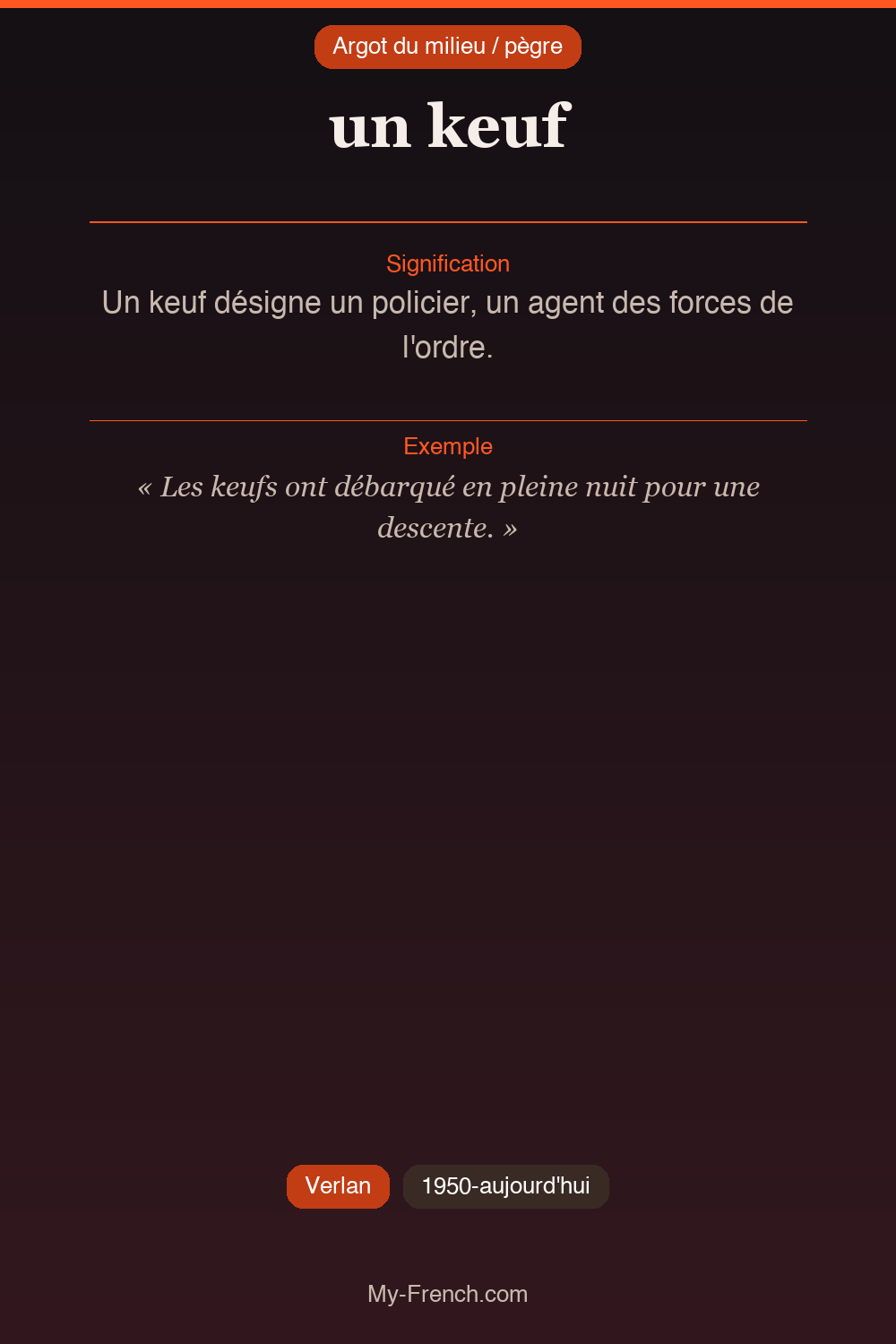 Argot français : « un keuf »