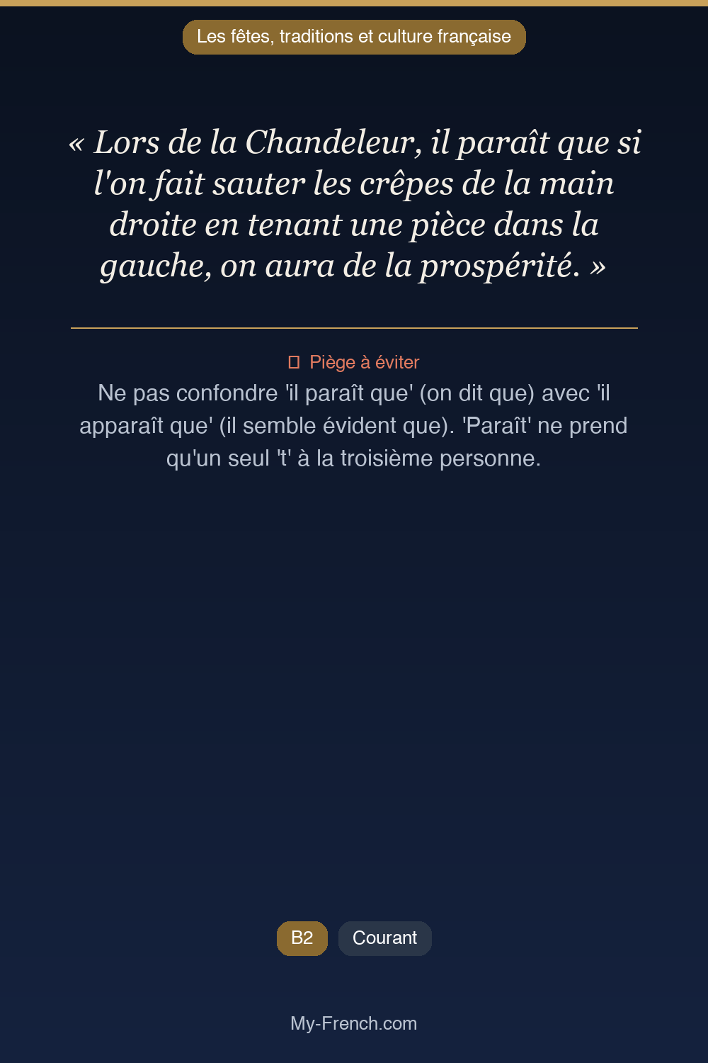 Français des affaires : « Lors de la Chandeleur, il paraît que si l'on fait sauter les crêpes de »