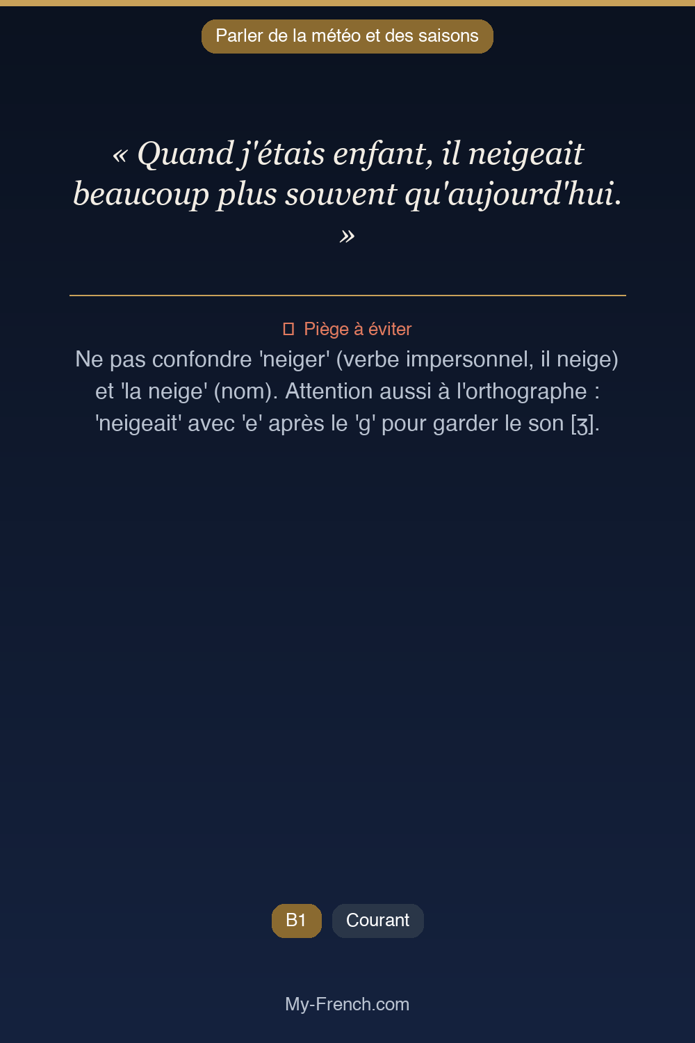 Français des affaires : « Quand j'étais enfant, il neigeait beaucoup plus souvent qu'aujourd'hui »