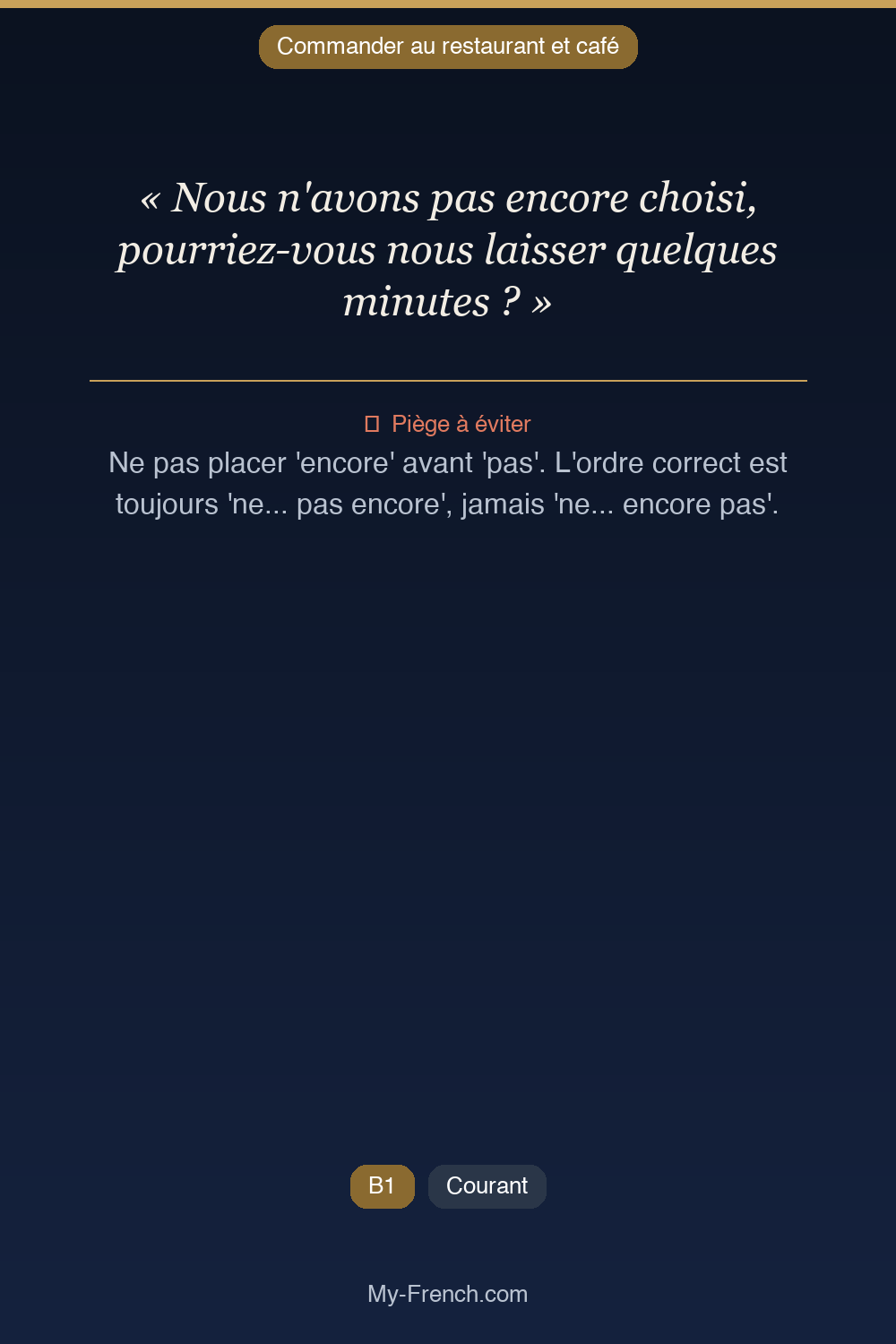 Français des affaires : « Nous n'avons pas encore choisi, pourriez-vous nous laisser quelques mi »