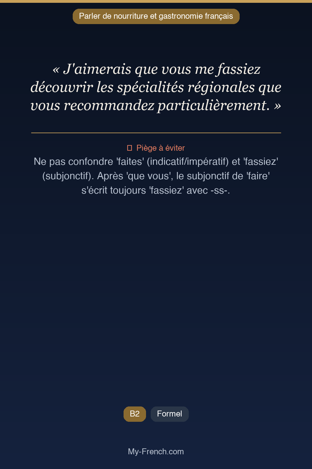Français des affaires : « J'aimerais que vous me fassiez découvrir les spécialités régionales qu »