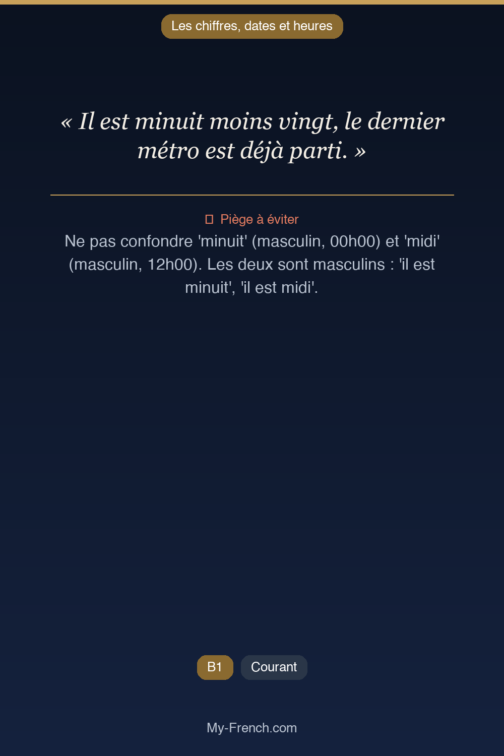 Français des affaires : « Il est minuit moins vingt, le dernier métro est déjà parti. »