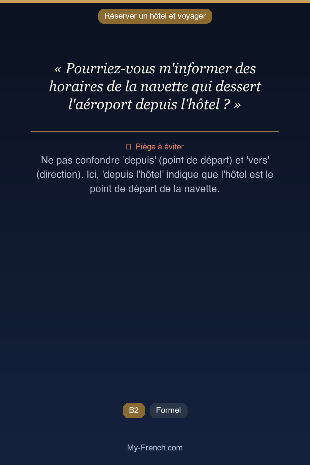 Français des affaires : « Pourriez-vous m'informer des horaires de la navette qui dessert l'aéro »
