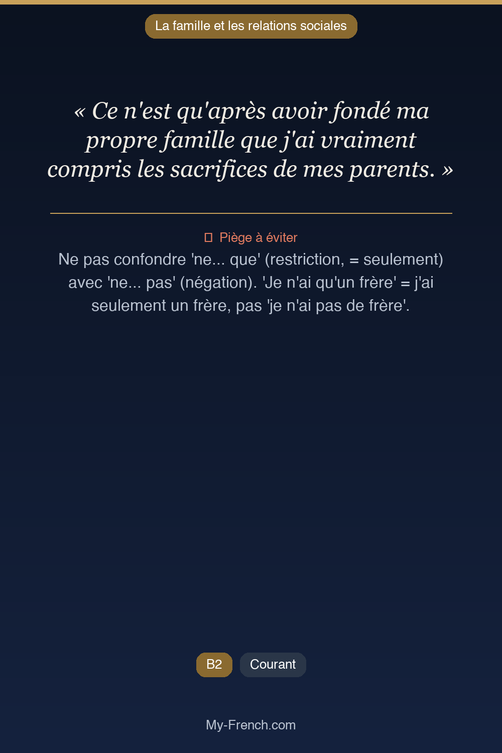 Français des affaires : « Ce n'est qu'après avoir fondé ma propre famille que j'ai vraiment comp »