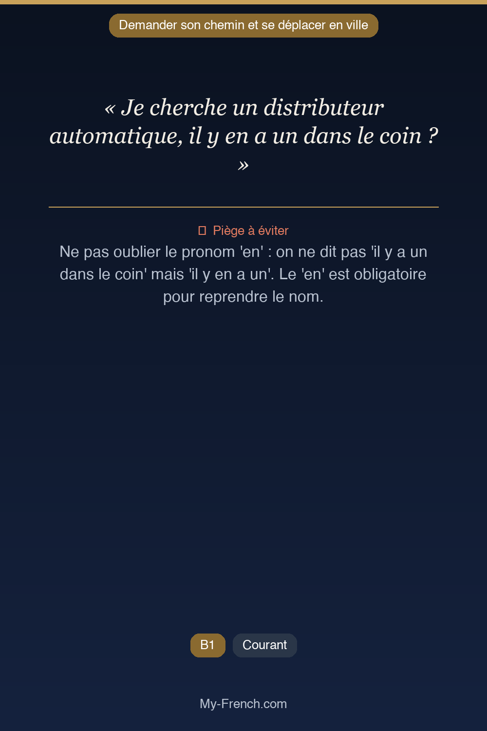Français des affaires : « Je cherche un distributeur automatique, il y en a un dans le coin ? »