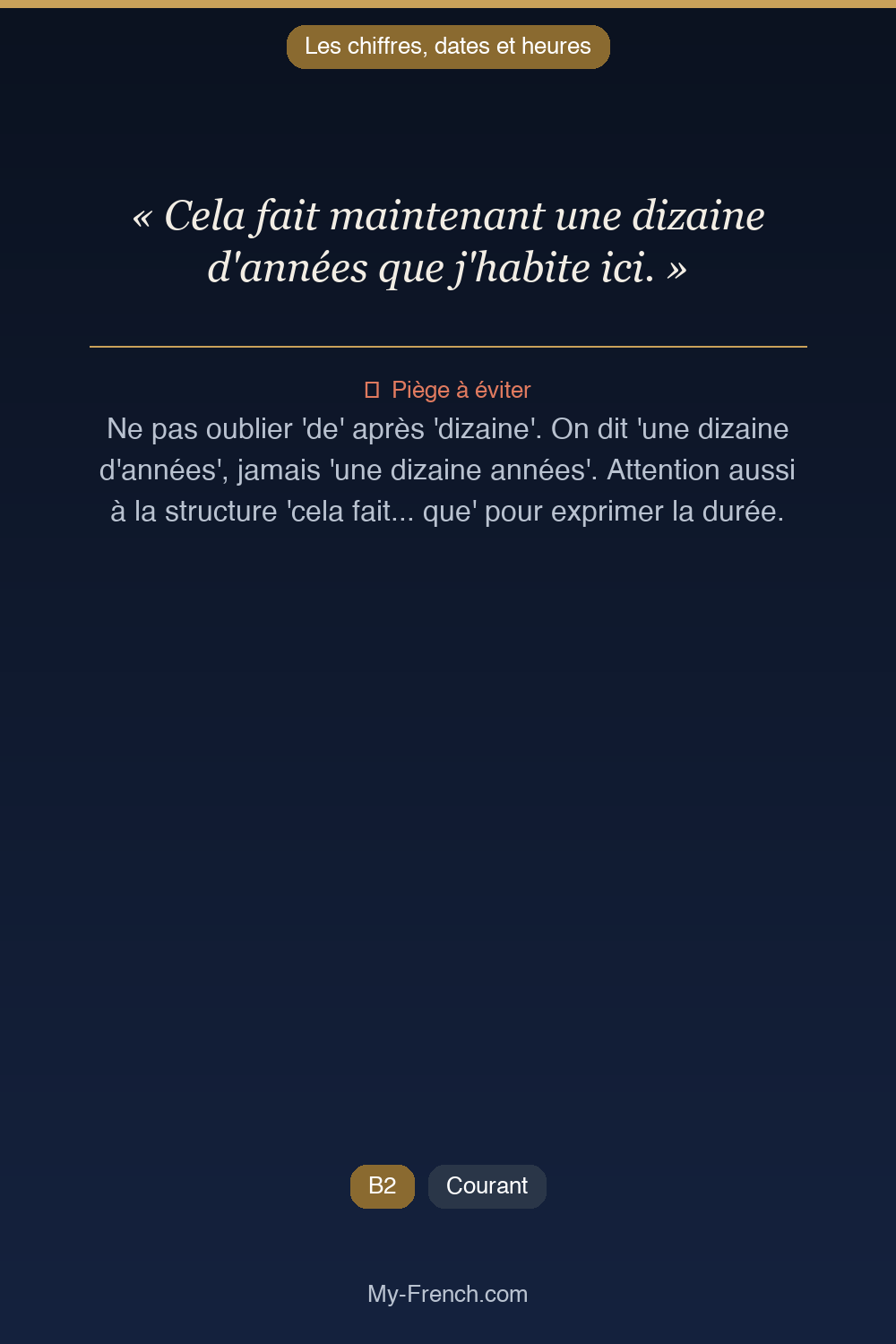 Français des affaires : « Cela fait maintenant une dizaine d'années que j'habite ici. »