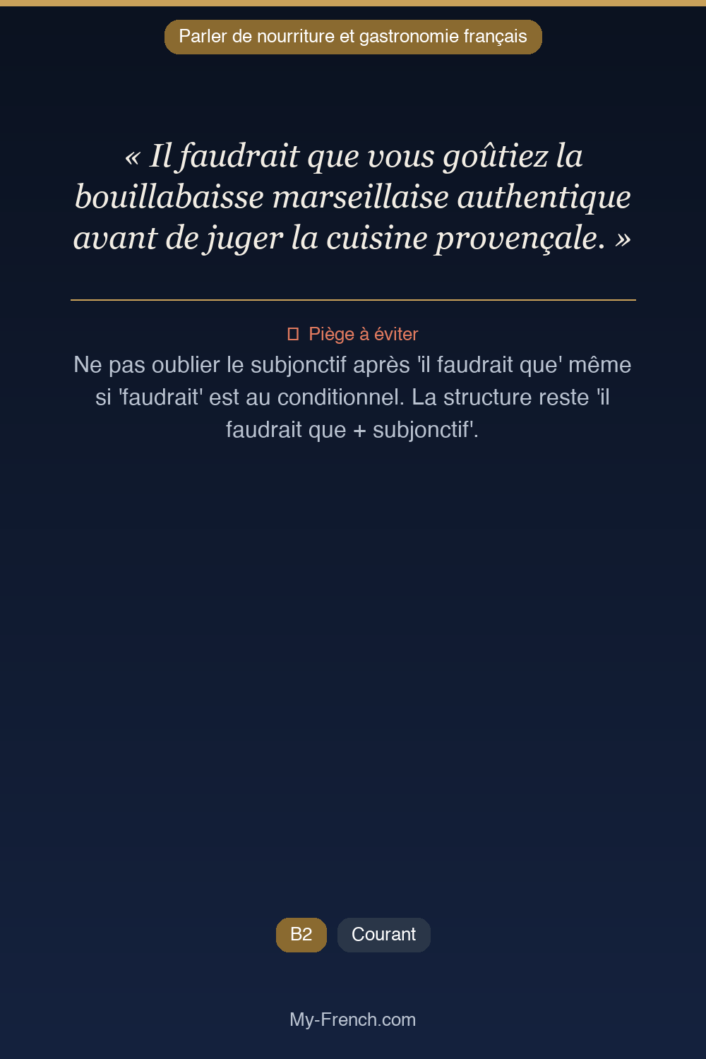Français des affaires : « Il faudrait que vous goûtiez la bouillabaisse marseillaise authentique »