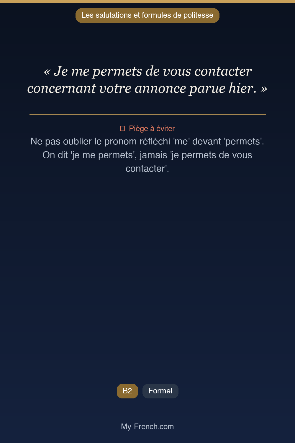 Français des affaires : « Je me permets de vous contacter concernant votre annonce parue hier. »