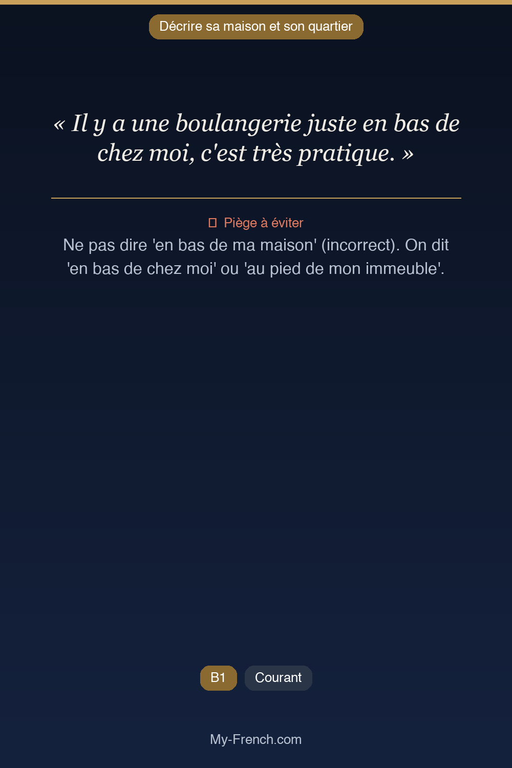 Français des affaires : « Il y a une boulangerie juste en bas de chez moi, c'est très pratique. »