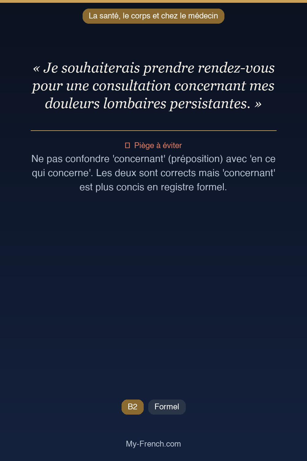 Français des affaires : « Je souhaiterais prendre rendez-vous pour une consultation concernant m »