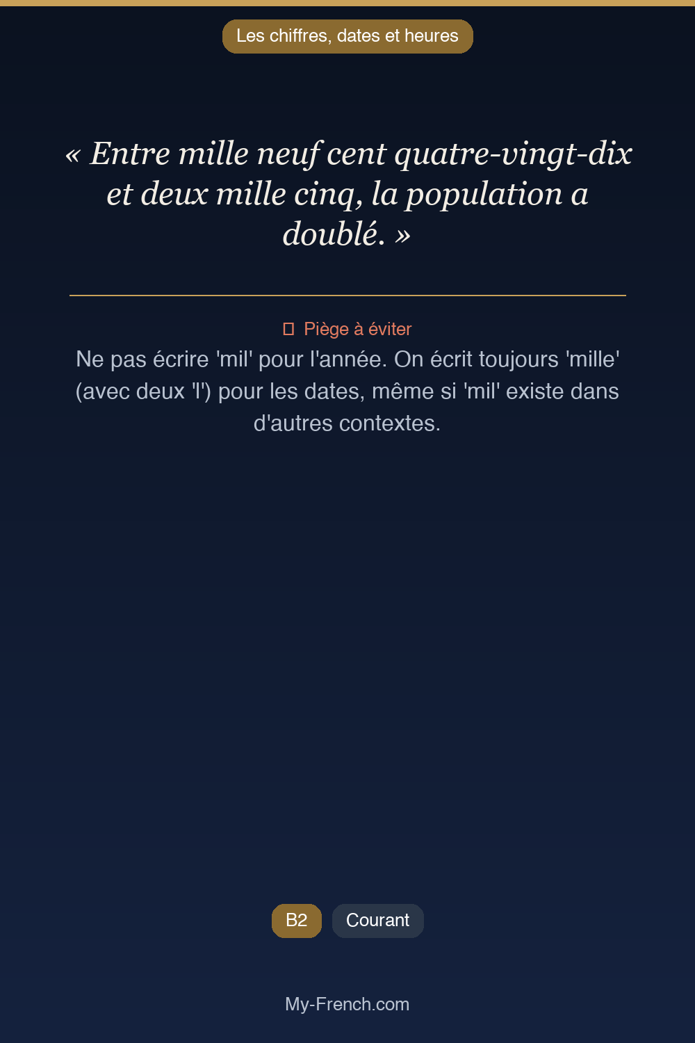 Français des affaires : « Entre mille neuf cent quatre-vingt-dix et deux mille cinq, la populati »