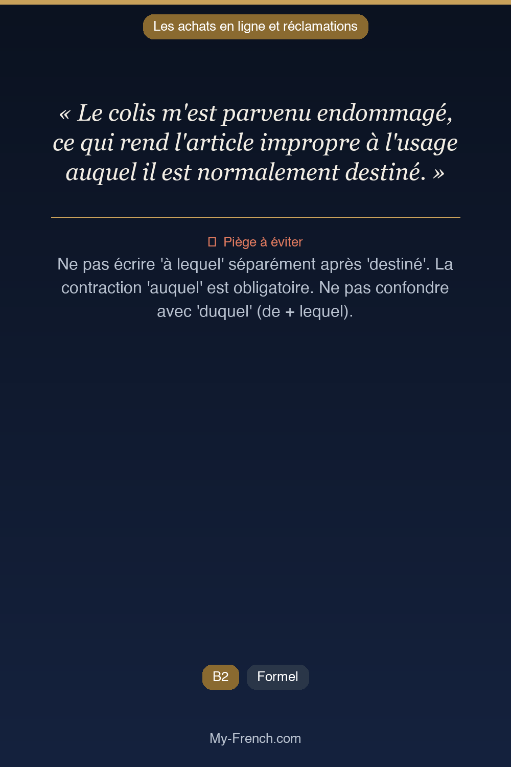 Français des affaires : « Le colis m'est parvenu endommagé, ce qui rend l'article impropre à l'u »