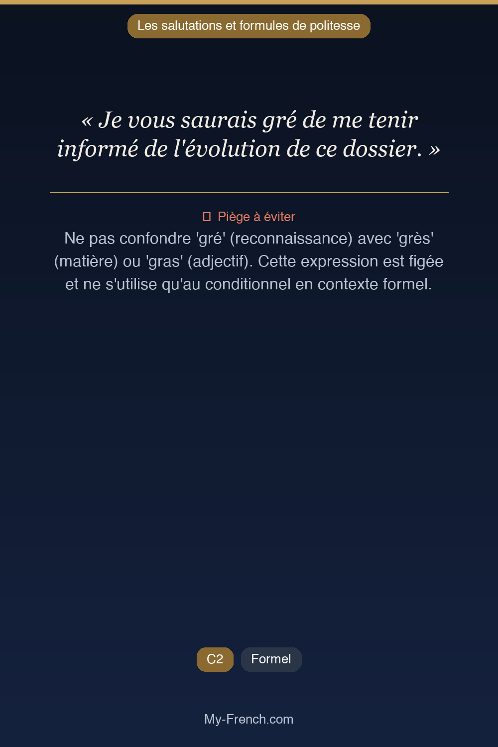 Français des affaires : « Je vous saurais gré de me tenir informé de l'évolution de ce dossier. »