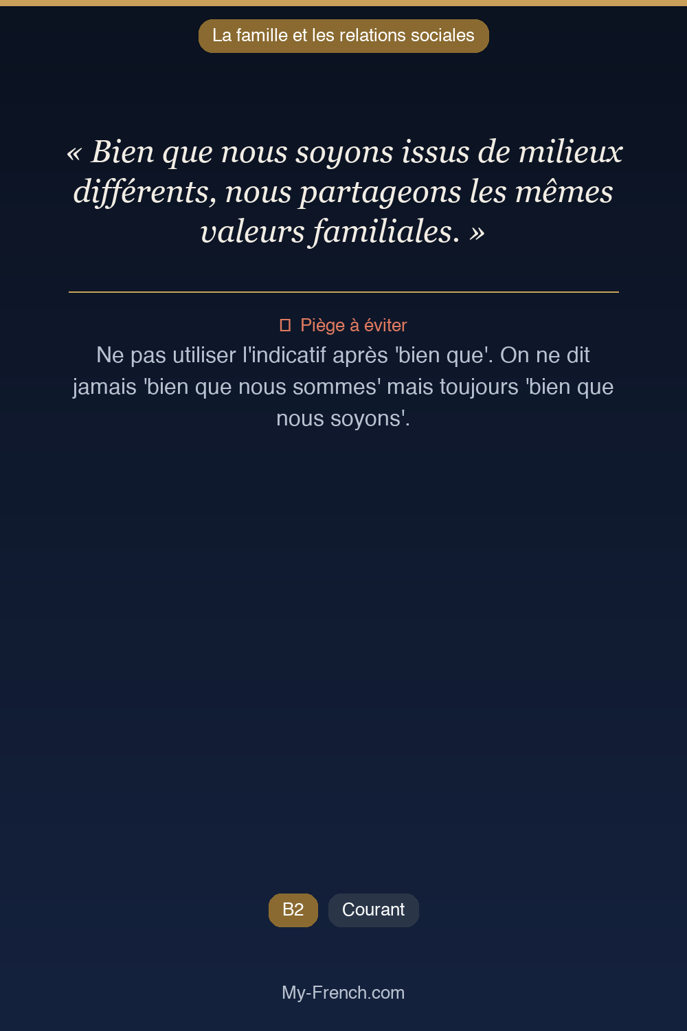 Français des affaires : « Bien que nous soyons issus de milieux différents, nous partageons les  »