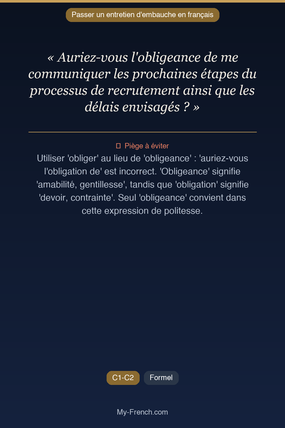 Français des affaires : « Auriez-vous l'obligeance de me communiquer les prochaines étapes du pr »