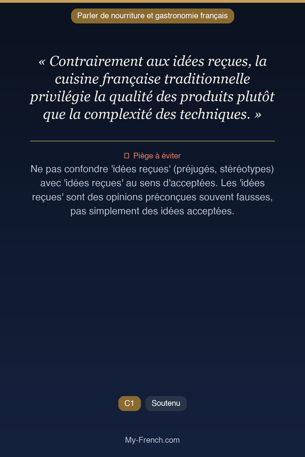 Français des affaires : « Contrairement aux idées reçues, la cuisine française traditionnelle pr »