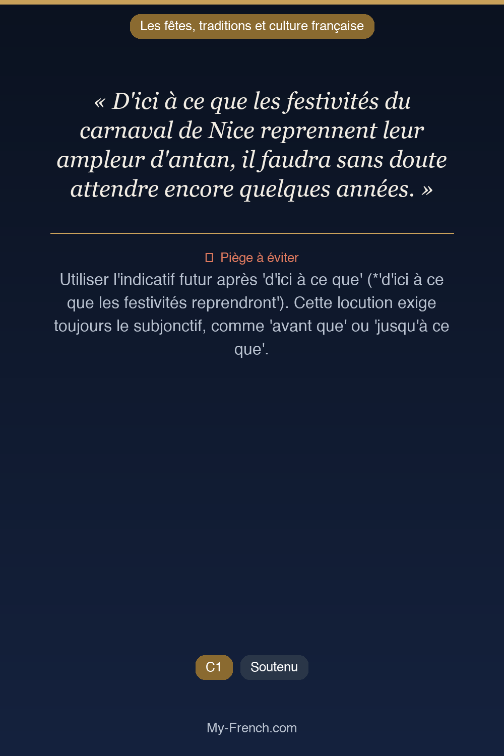 Français des affaires : « D'ici à ce que les festivités du carnaval de Nice reprennent leur ampl »