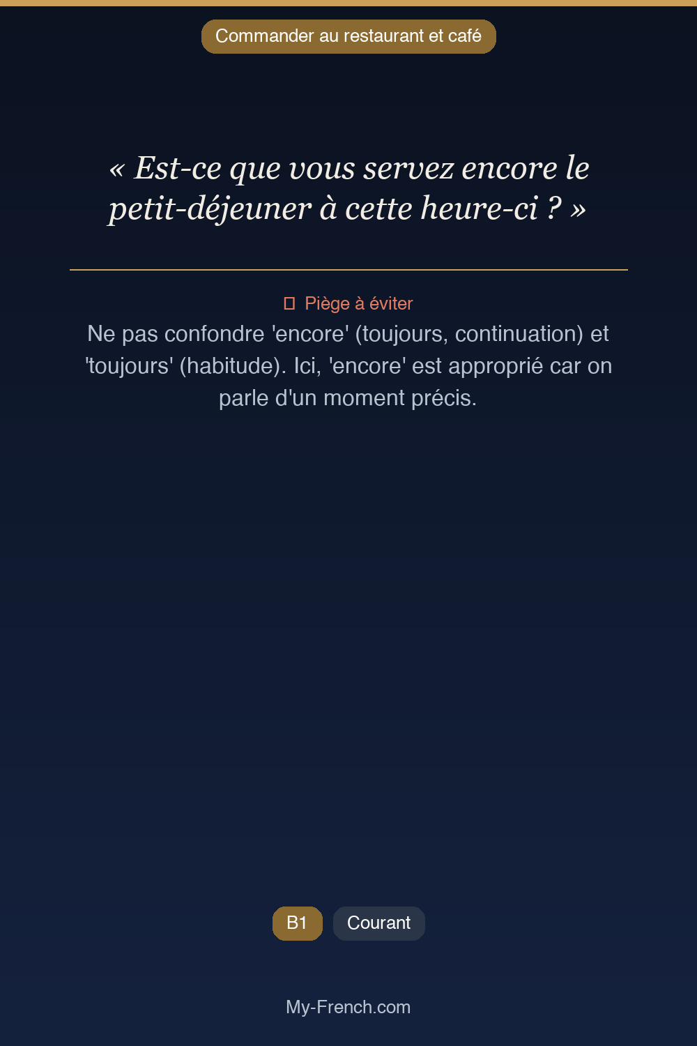 Français des affaires : « Est-ce que vous servez encore le petit-déjeuner à cette heure-ci ? »
