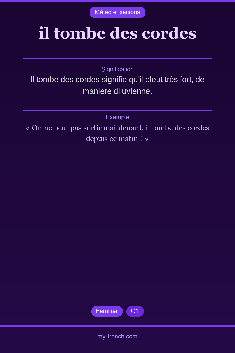 il tombe des cordes : que veut dire cette expression ?