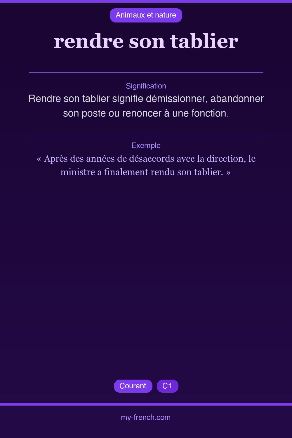 rendre son tablier : que veut dire cette expression ?