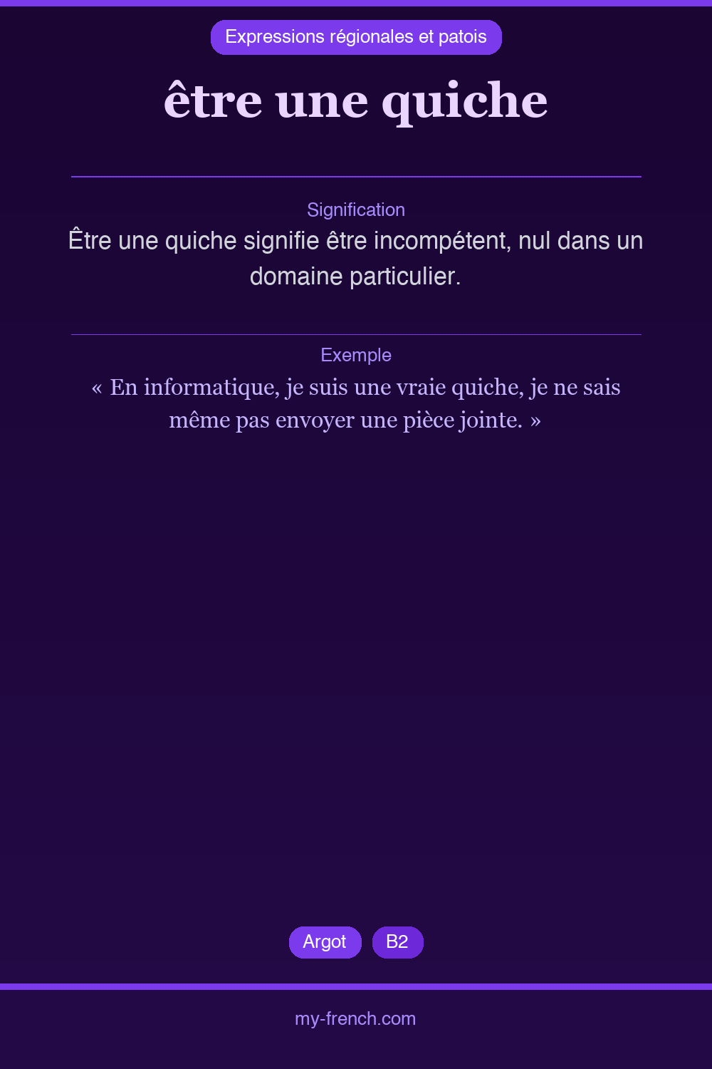 être une quiche : que veut dire cette expression ?