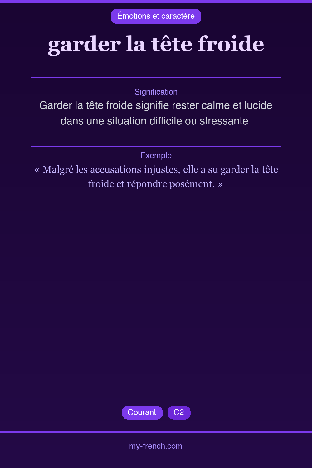 garder la tête froide : que veut dire cette expression ?