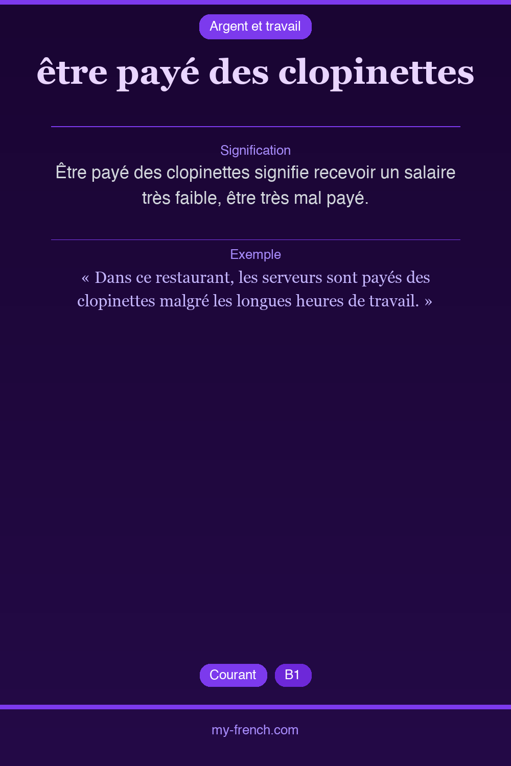 être payé des clopinettes : que veut dire cette expression ?