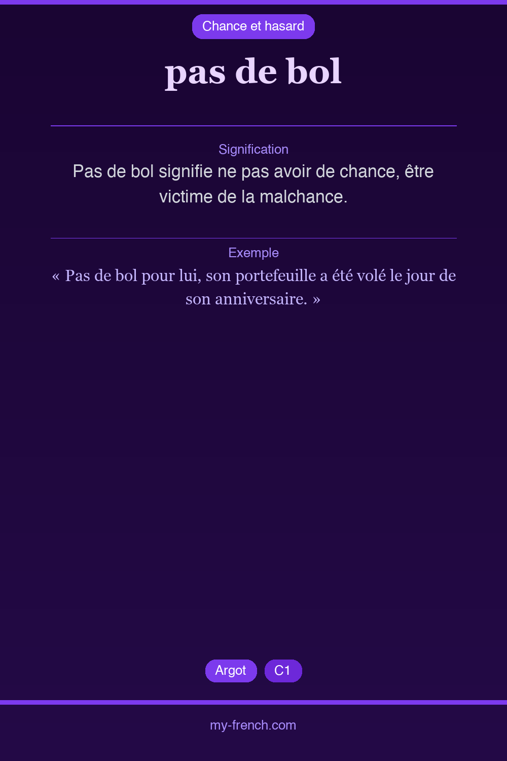 pas de bol : que veut dire cette expression ?