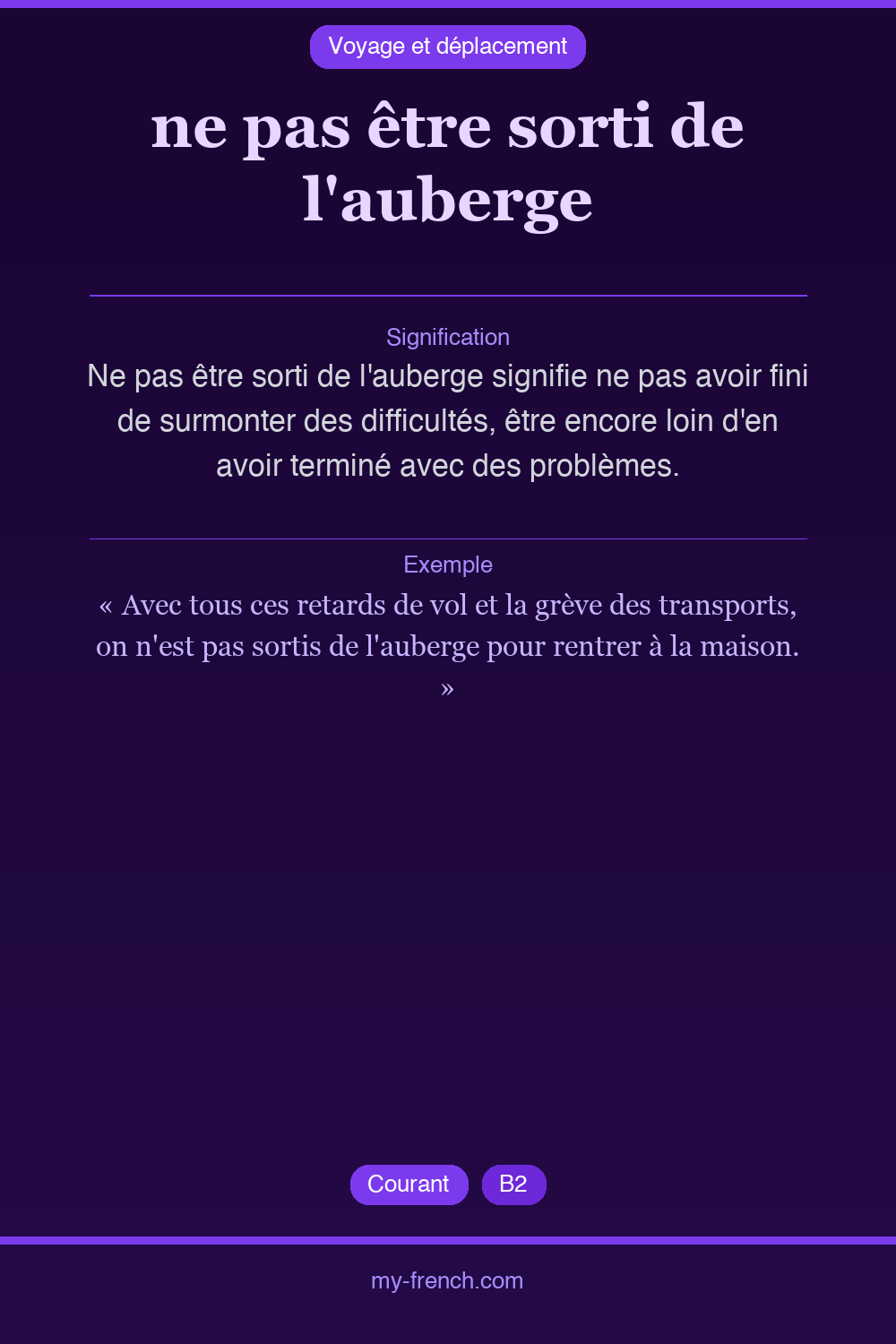 ne pas être sorti de l'auberge : que veut dire cette expression ?