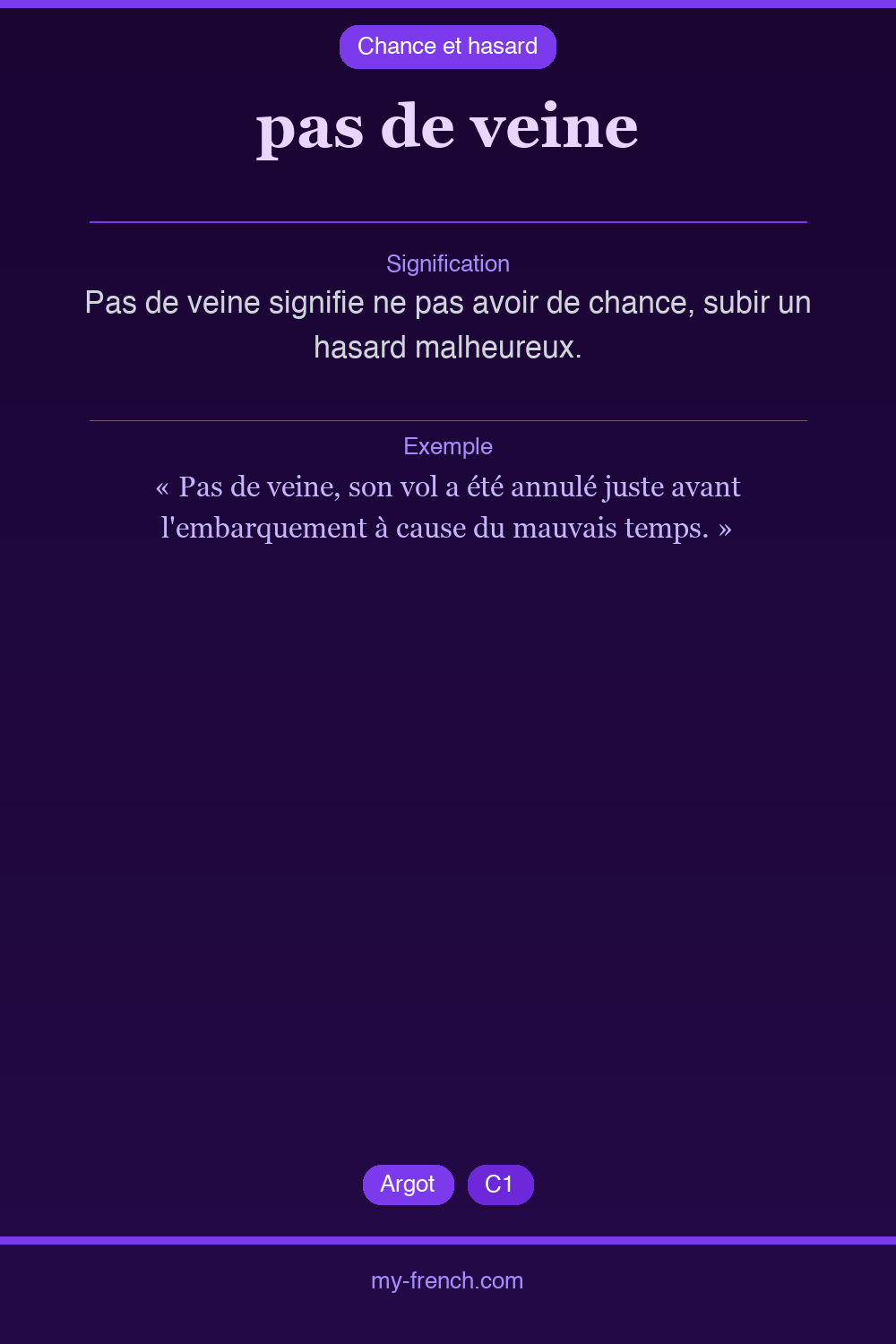 pas de veine : que veut dire cette expression ?