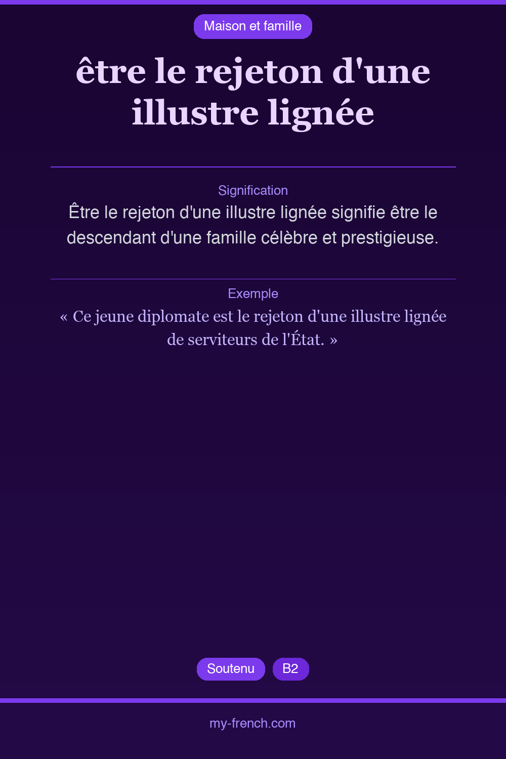 être le rejeton d'une illustre lignée : que veut dire cette expression ?