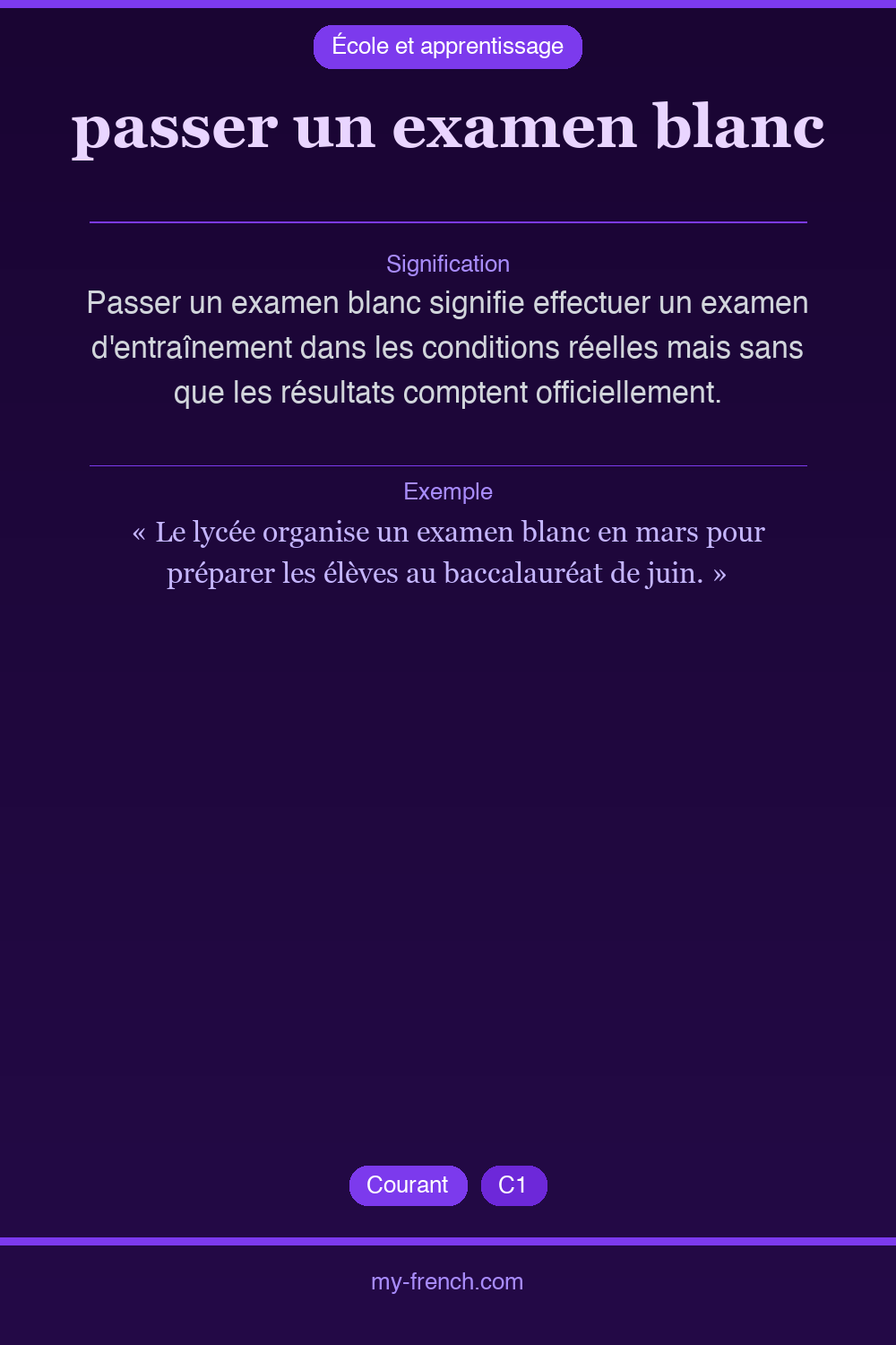 passer un examen blanc : que veut dire cette expression ?