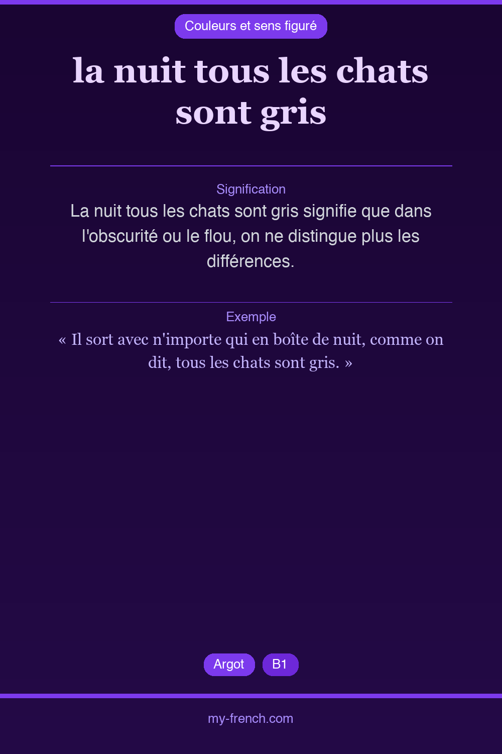 la nuit tous les chats sont gris : que veut dire cette expression ?