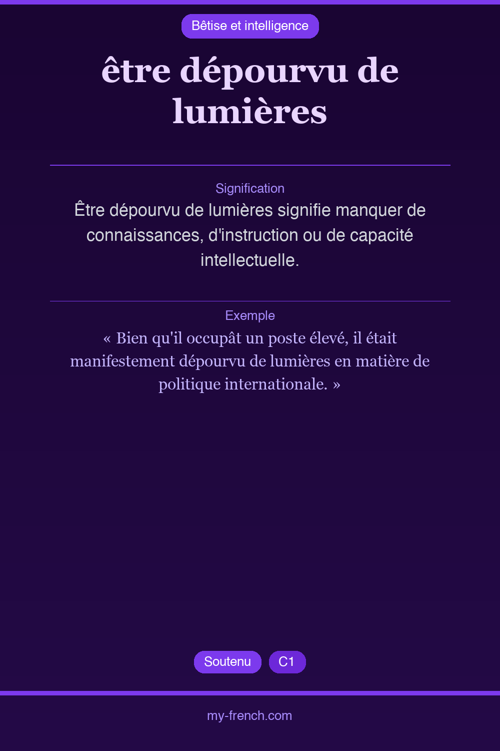 être dépourvu de lumières : que veut dire cette expression ?