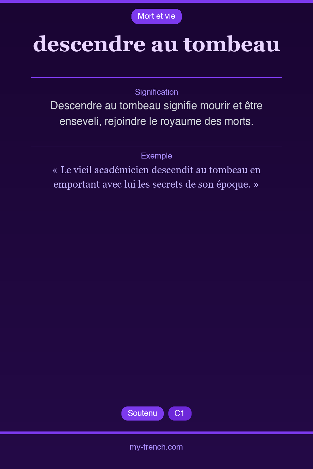 descendre au tombeau : que veut dire cette expression ?