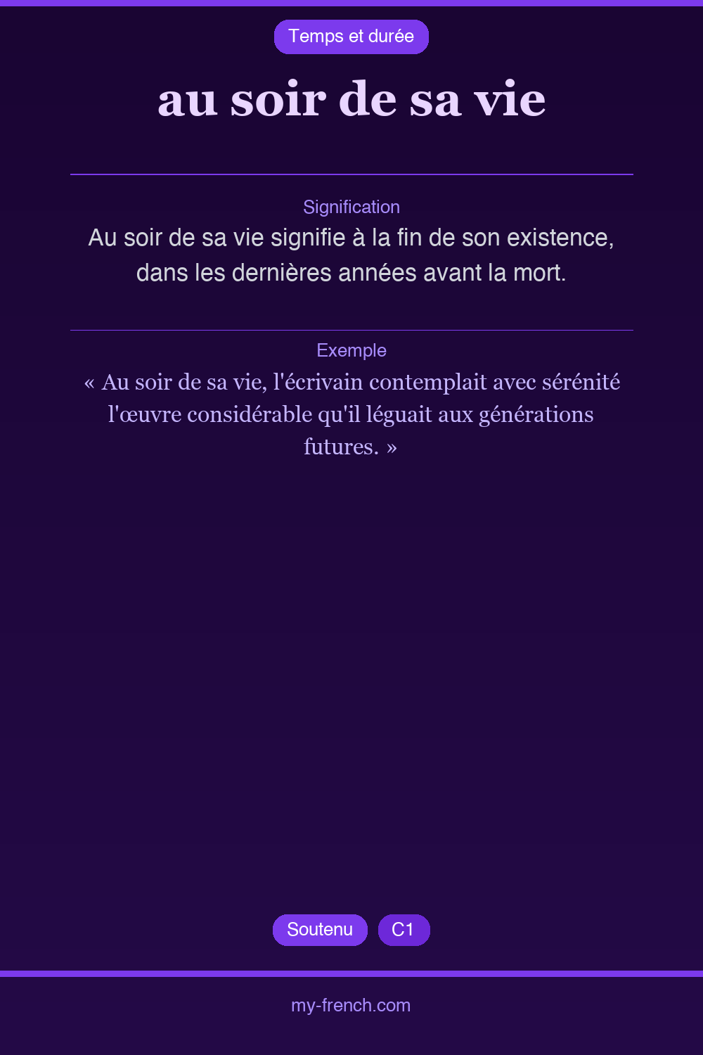 au soir de sa vie : que veut dire cette expression ?