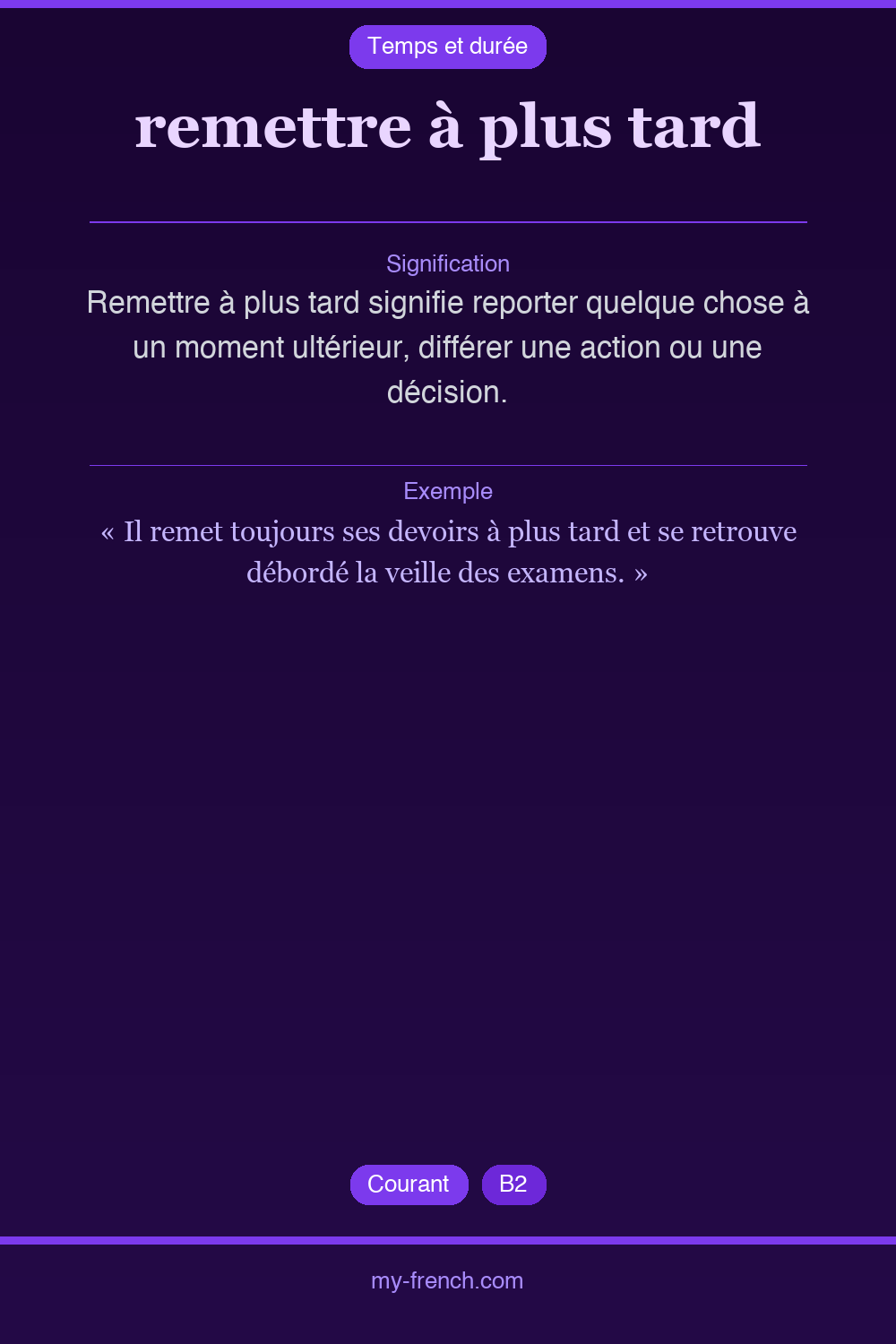remettre à plus tard : que veut dire cette expression ?