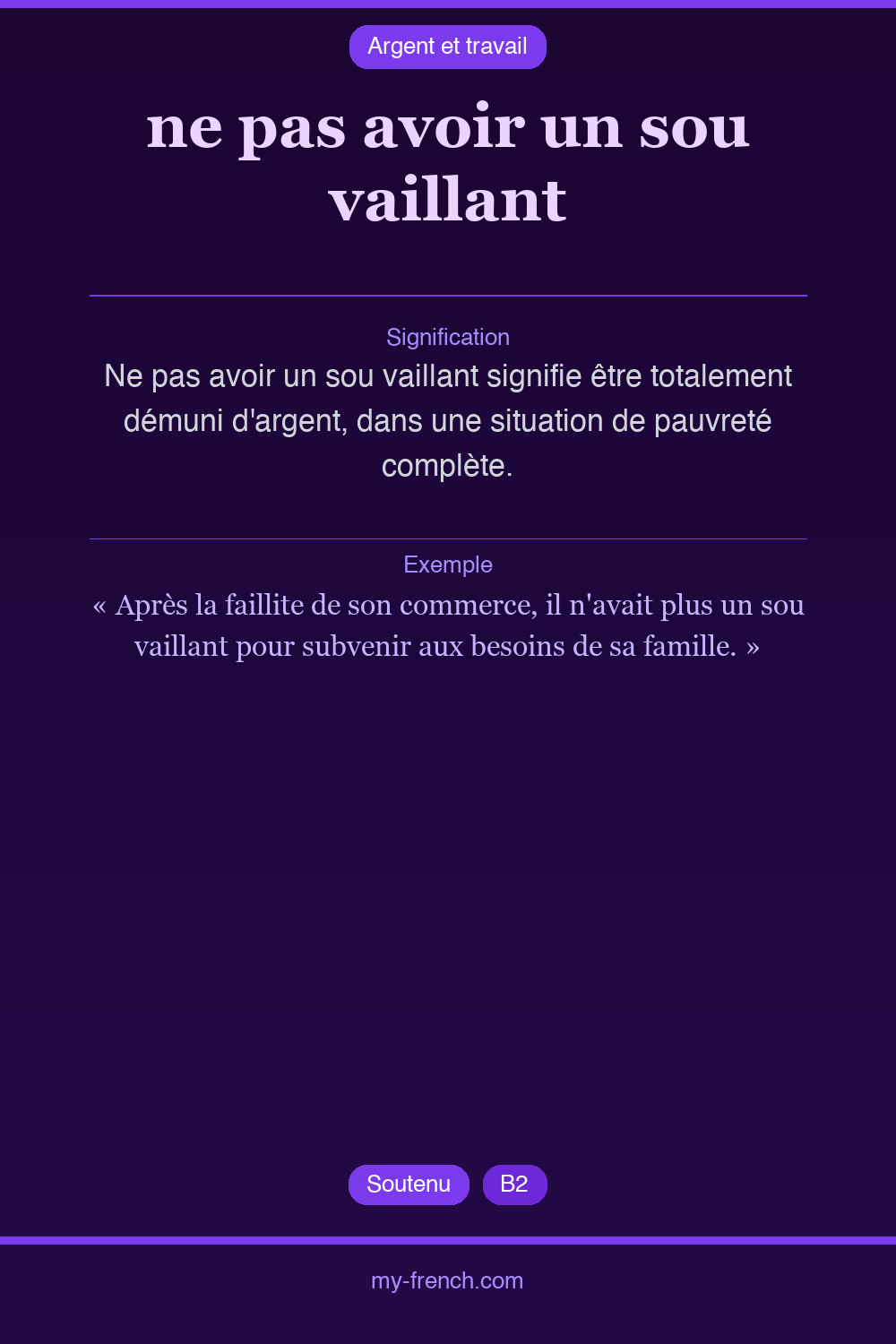 ne pas avoir un sou vaillant : que veut dire cette expression ?