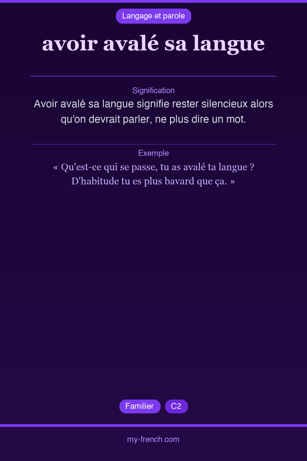avoir avalé sa langue : que veut dire cette expression ?