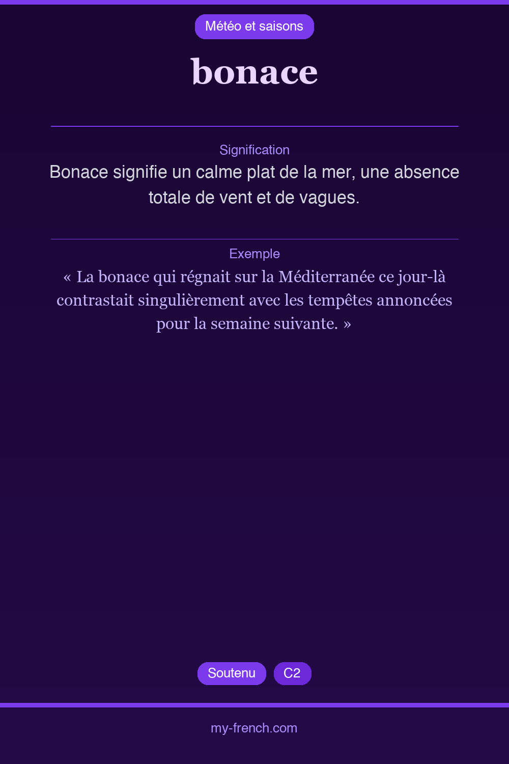 bonace : que veut dire cette expression ?
