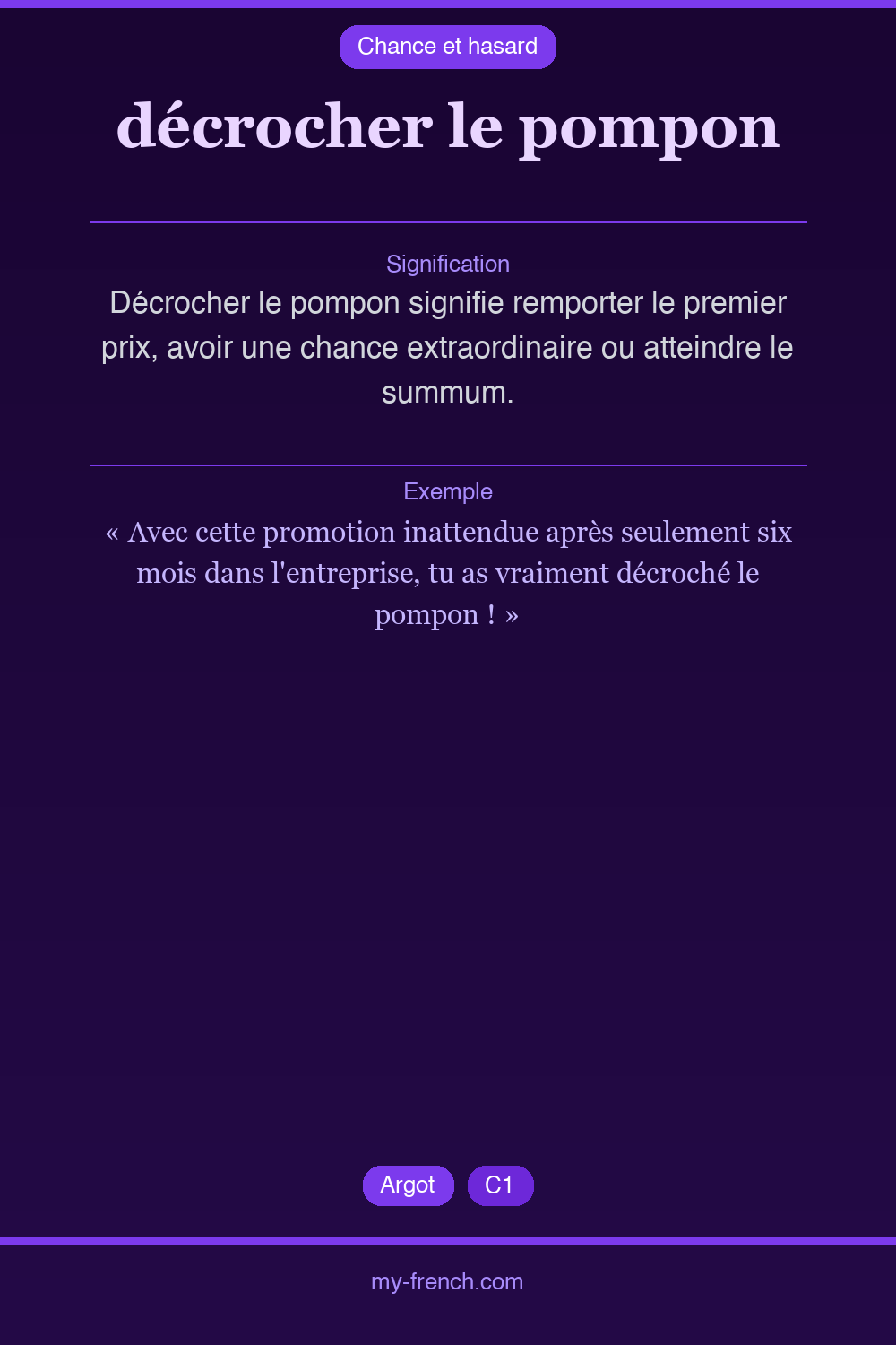décrocher le pompon : que veut dire cette expression ?