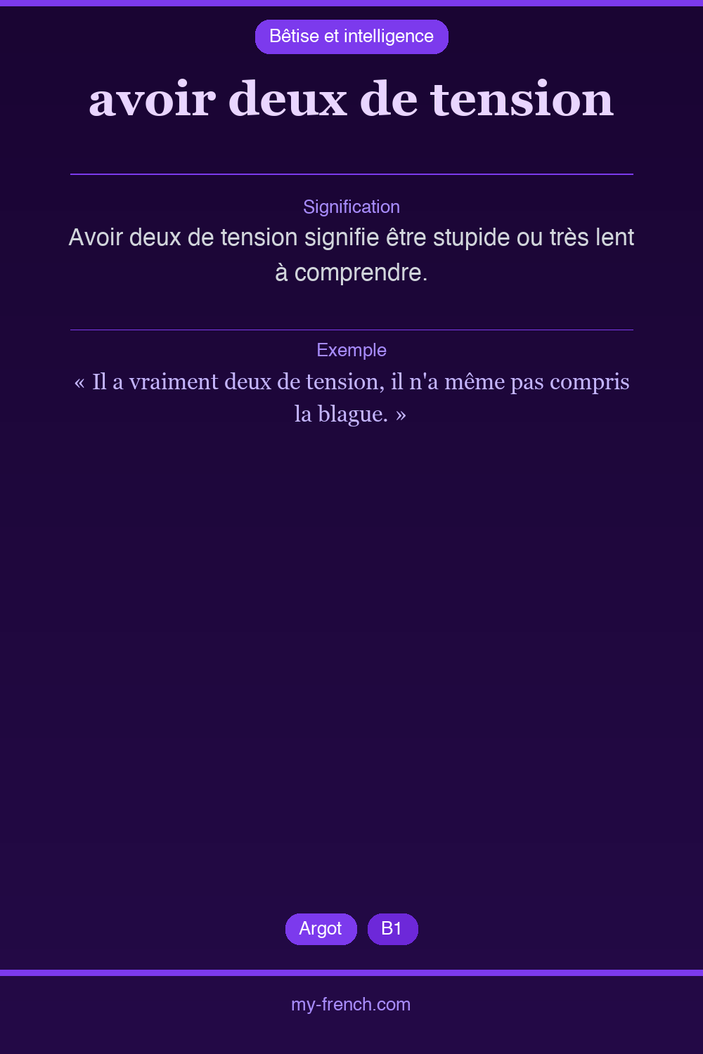 avoir deux de tension : que veut dire cette expression ?